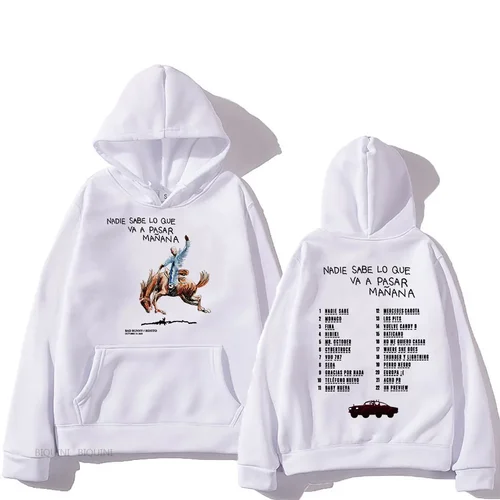 Imagen 2 del producto Sudaderas con capucha Bad Bunny RIP para hombre/mujer, ropa, Sudaderas, álbum Nadie Sabe Lo Que Va Pasar Manana, Sudaderas de manga larga con capucha de otoño