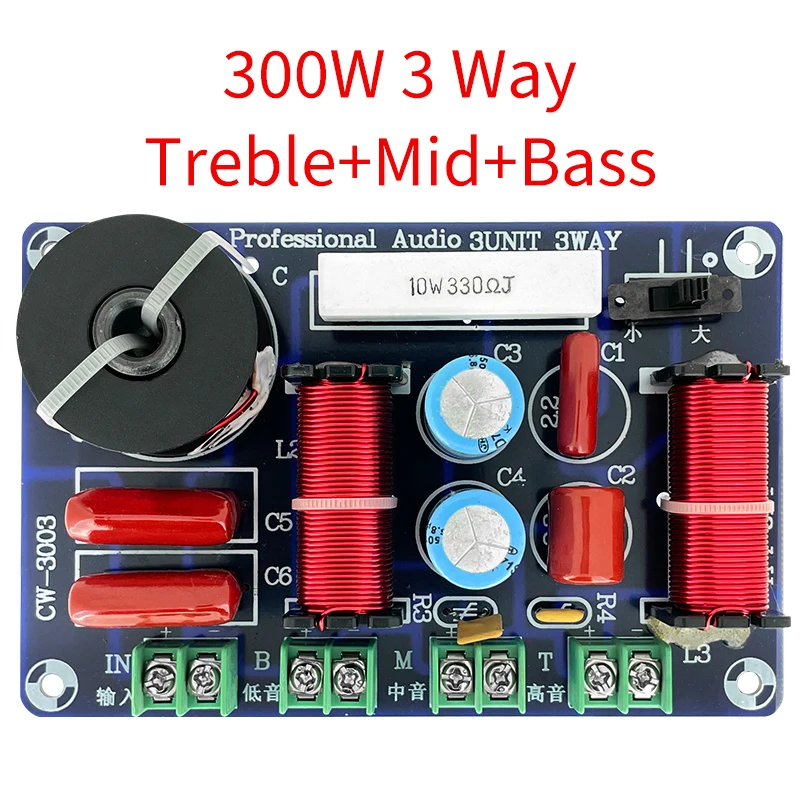 3 Way 250W Treble Midrange Bass Audio Speaker Hifi Frequency Divider High Mid Low Filter Network Passive Crossover BoardCW3003