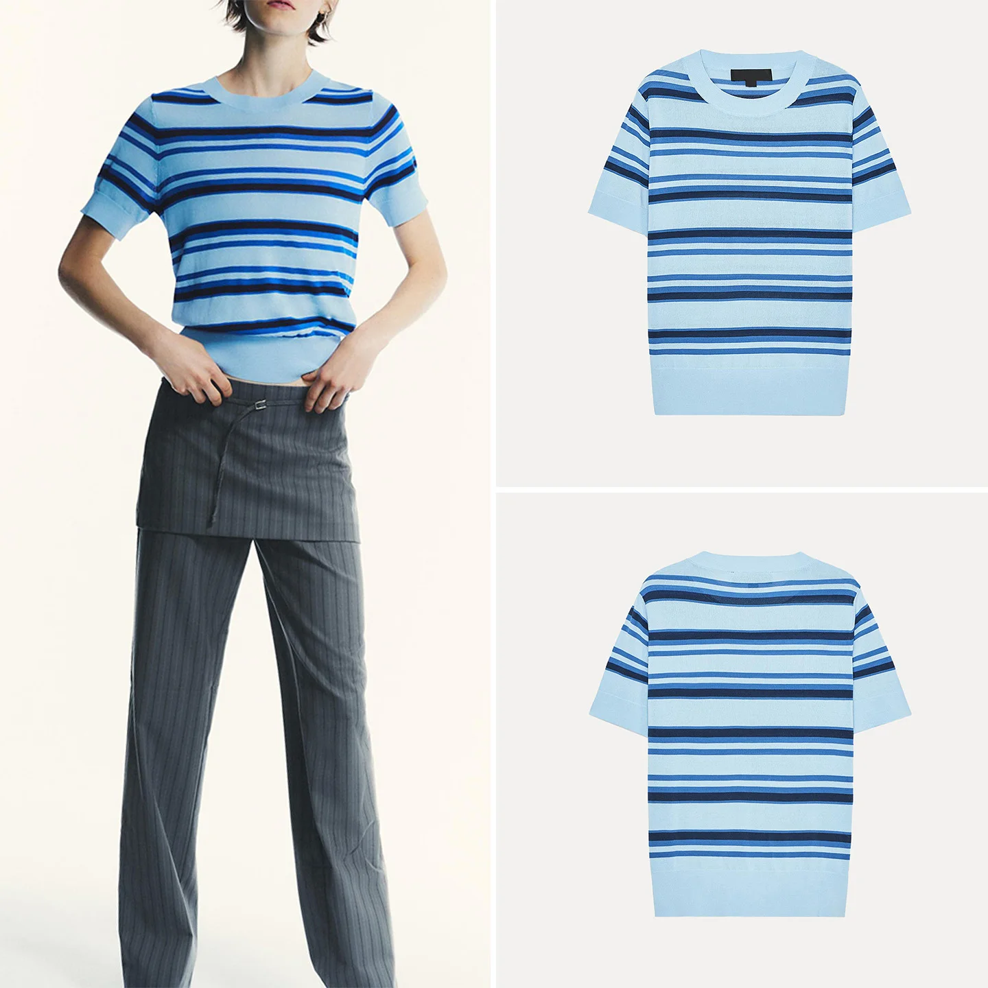 

Z Women's Comfortable Striped ort Sve Knitted Top Versatile Daily Wear 2025 New Sle Casual Faion European Sle