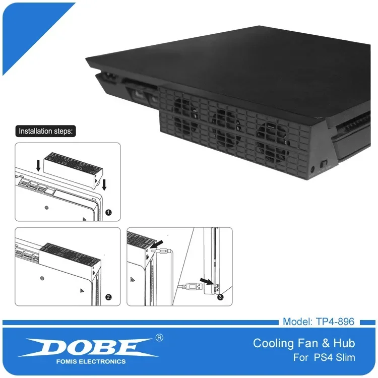 طقم ملحقات فائقة لهاتف سوني بلاي ستيشن 4 ، مروحة تبريد ومحور USB ، USB sour ، USB