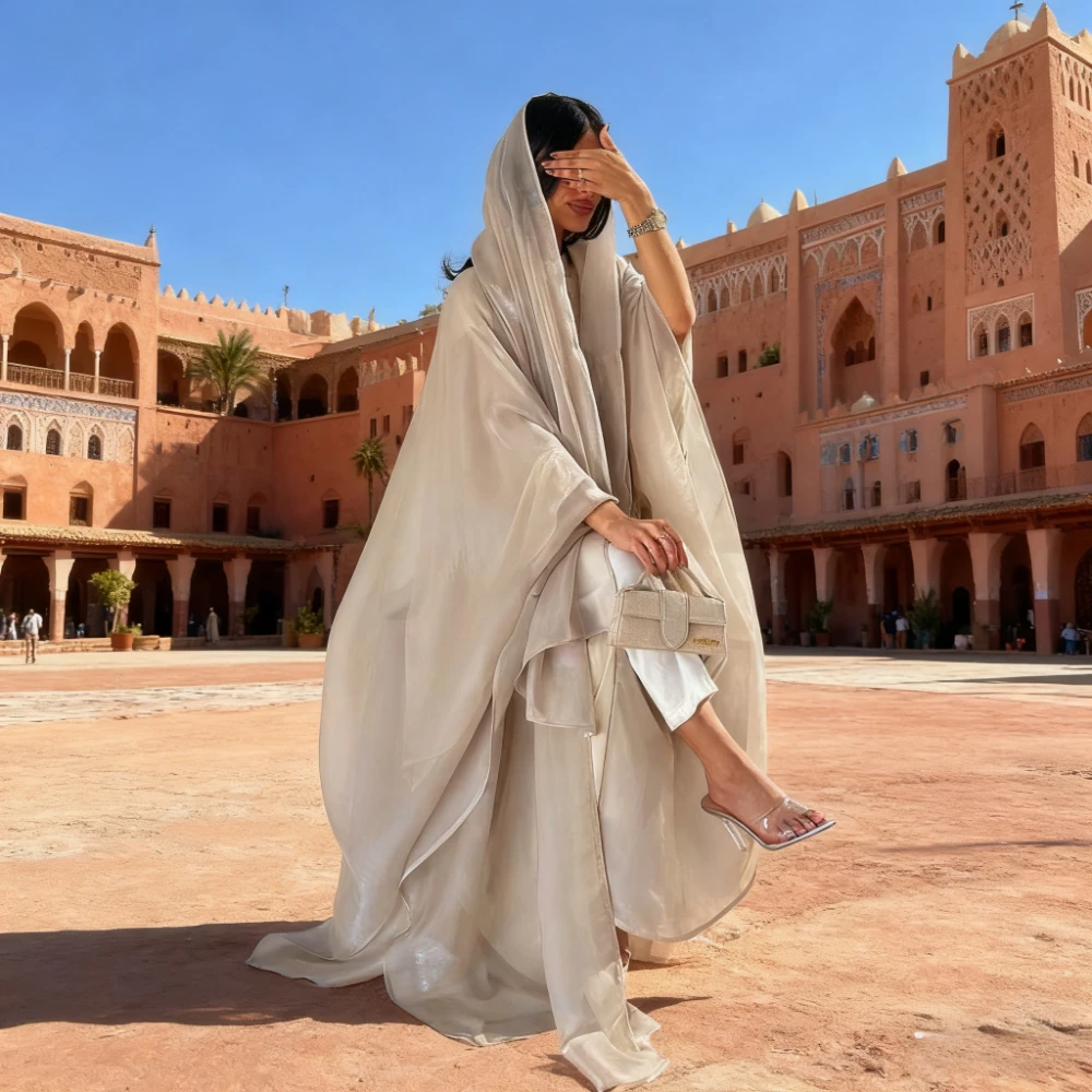 

Ид женский кардиган Абая платья шарф шелковистый мусульманский абайя Рамадан Марокко Дубай Джалабия кафтан Vestidos арабский длинный халат 2026