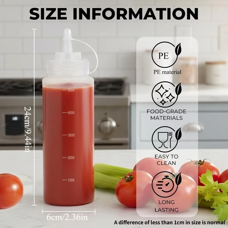 500 ML Plastic Pointed Mouth Squeeze Type Sauce Bottle Made Environmentally Friendly Materials Clean Dustproof Seasoning Bottles view 3
