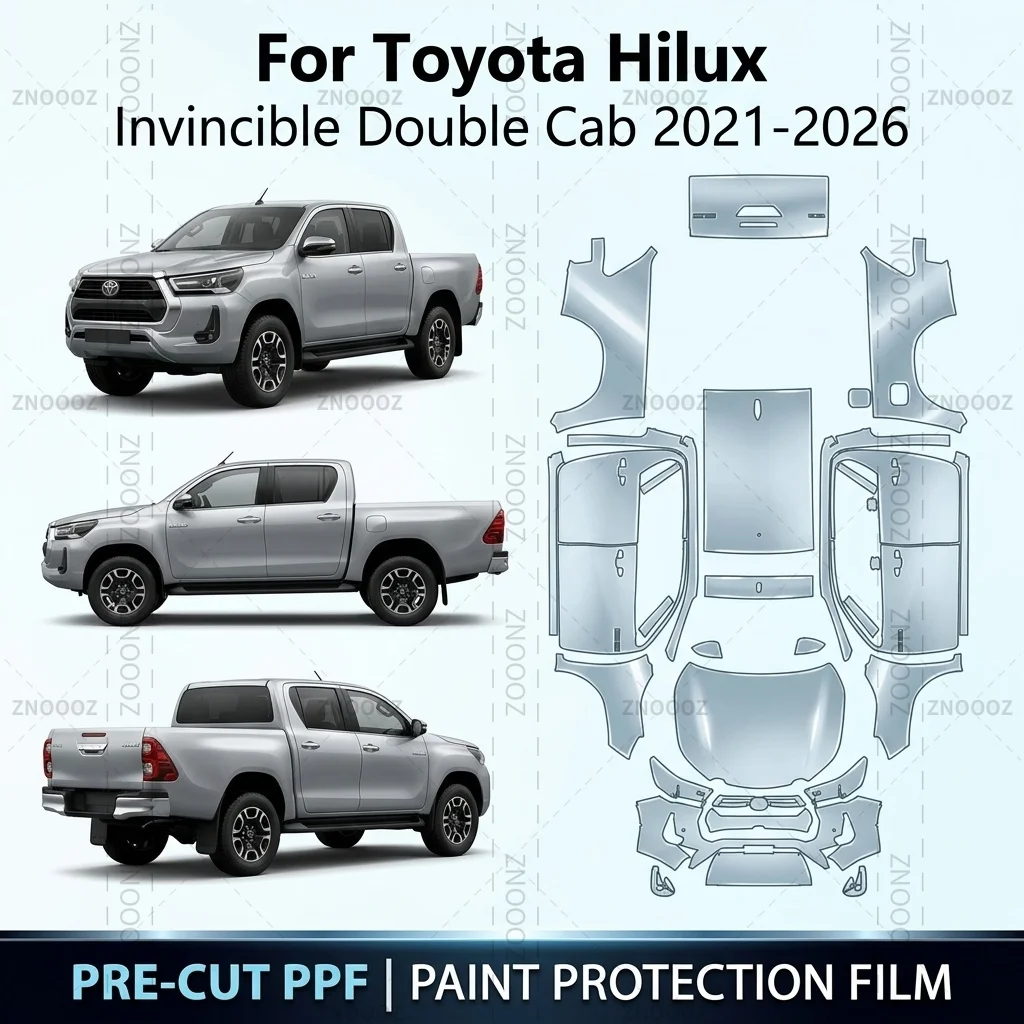 For Toyota Hilux Invincible Double Cab 2021-2026 Precut PPF Paint Protection Film 8.5mil Full Vehicle Glossy Clear Matte Black