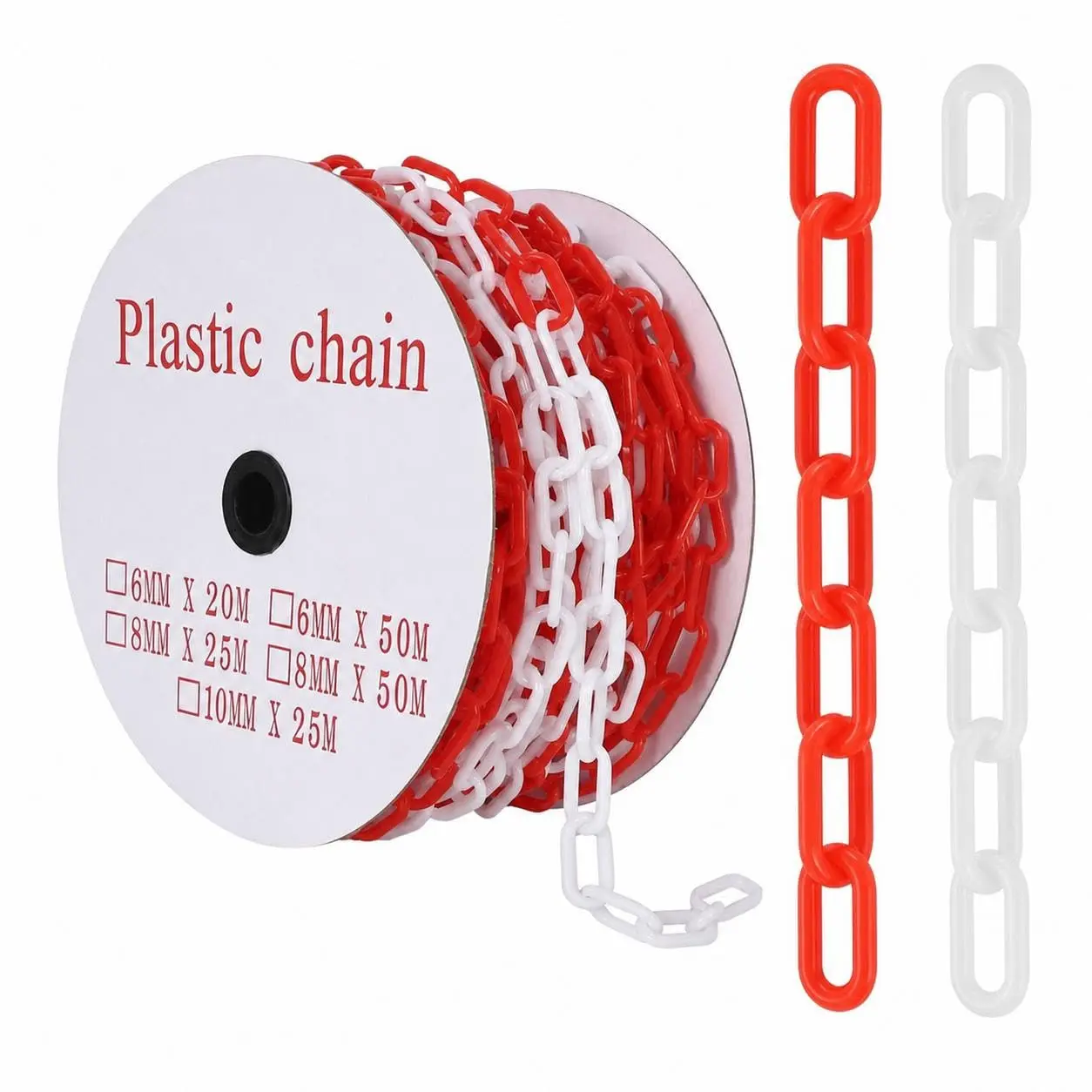 240FT Plastic Chain Links High Visibility Safety Barrier With 50 S Hooks UV Resistant Rustproof Easy Install Crowd Control For Parking Driveways Queue Lines Construction