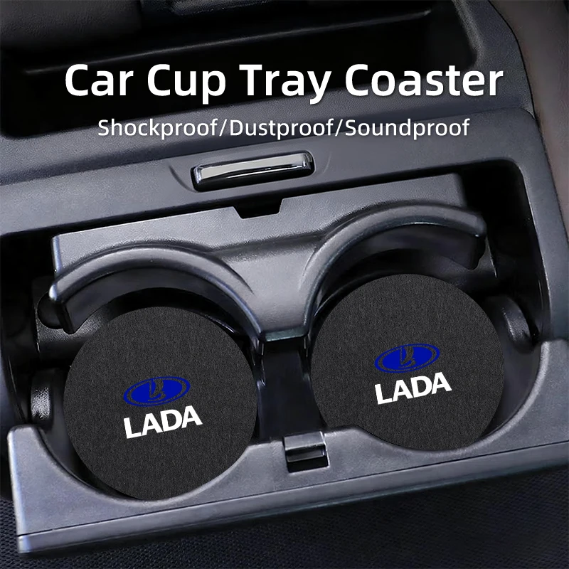 2PCS Car Coasters Cup Holder Mat Drinks Coaster For Lada Priora Sedan Sport Kalina Granta Vesta Niva Largus Vaz Samara 2110