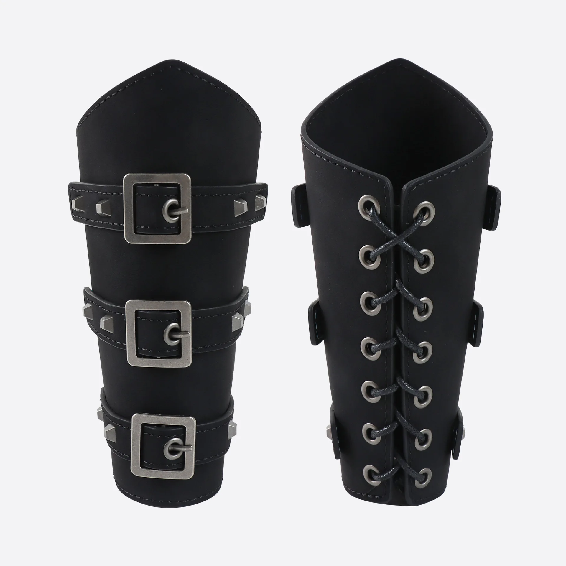 4PCS Medieval Leather Set Retro Knight Bracers Arm Guards Leather Belt with Fanny Pack Renaissance Costume Accessories