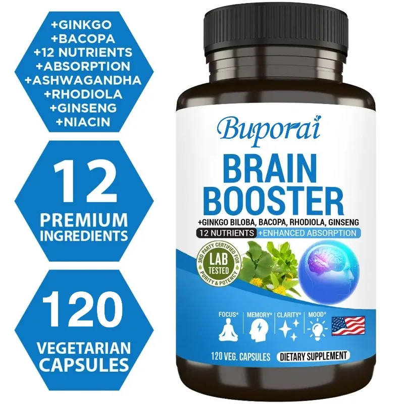 Brain Booster Supplement - Supports Brain and Heart Health, Improve Focus and Memory, Improves Athletic Performance, Vitality