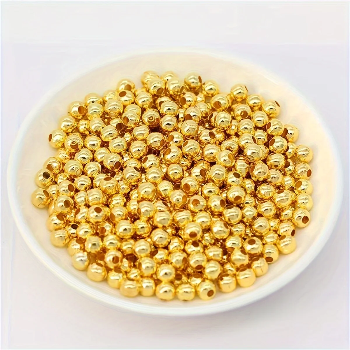 500 Stück 5mm goldene runde Perlen. DIY-Handykette, Ornament, Zwischenperlen. Dekorative Perlen, Acrylperlen