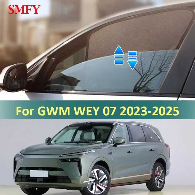Dla GWM WEY 07 2023-2025 Samochodowa osłona przeciwsłoneczna Dostosowana osłona przeciwsłoneczna Boczna szyba Osłona przeciwsłoneczna Izolacja cieplna Siatka Zasłony Osłona ochronna