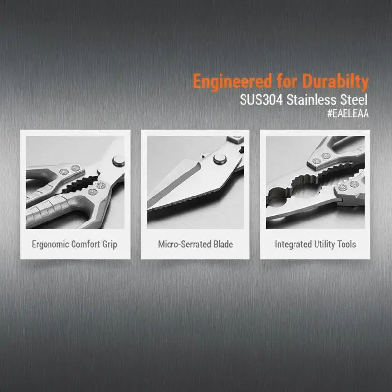 

【YA】High-Performance Kitchen Shears in Stainless Steel for Meat Fish Poultry Cutting