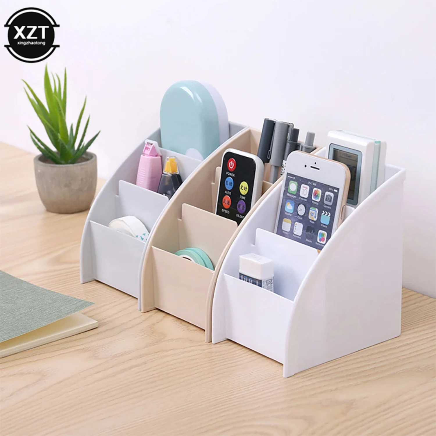 3 Colors Multifunctional Remote Control Box Cosmetics Holder - Desktop Case Stand for Office Stationery and Phone Organization