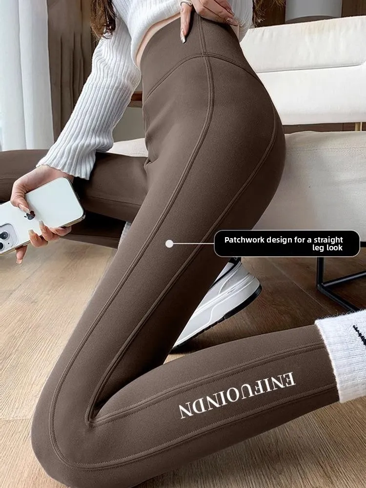 

High Waist Thiened Fce Yoga Pants Women's Fitn arkskin Pants Autumn Season Barbell Exercise Long Leggings