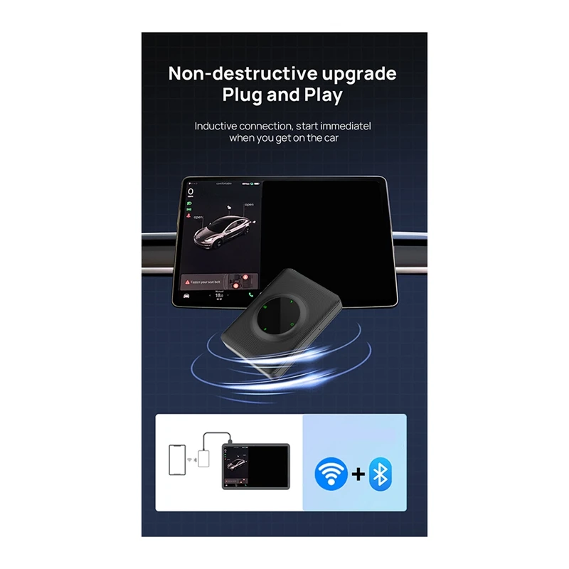 Mini Wireless Carplay Adapter Wireless Android Auto Car Connect Box Wifi Bluetooth Adapter For Tesla Model 3/ X/Y/S