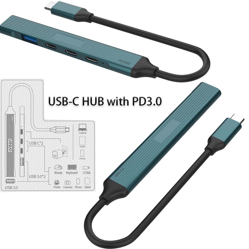 

Splitter Adapter USB-C HUB High Speed Multi-function docking station computer expansion dock Splitter Extender Type-c converter