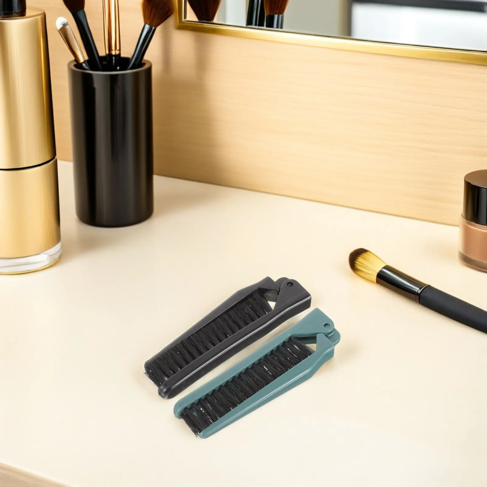 6Pcs Folding Hair Brush Comb Set Dual Sided Detangling Comb for Curls Straight Hair Portable Travel Friendly Foldable Styling