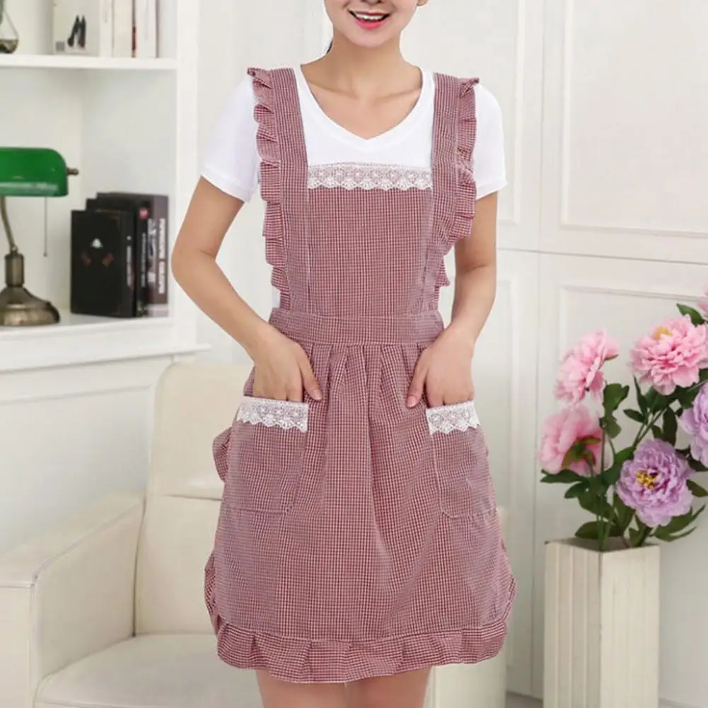 Cute Adult Cooking Apron Sleeveless Shoulder Strap Double Layer Anti-oil Stain Proof Kitchen Women Cleaning Apron Daily Use