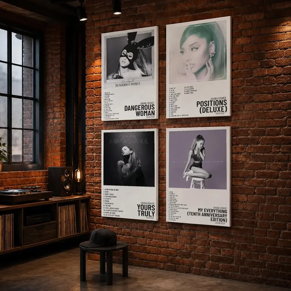 Famous Singer A-Ariana G-Grande Framed Wall Painting Wood Canvas poster for Living Room Bedroom Hallway Office Home Decor Gift
