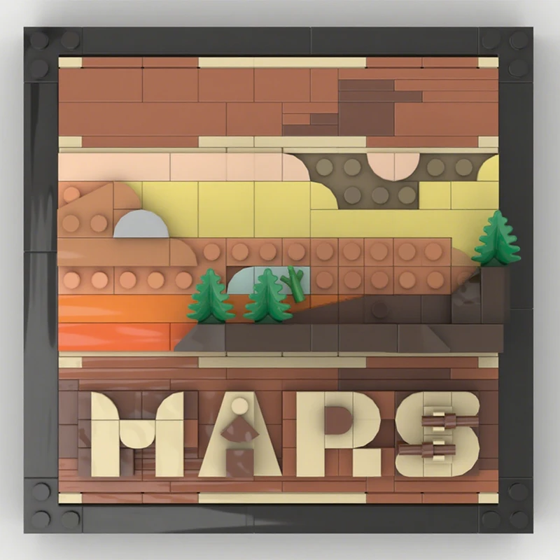 

300pcs MOC Terraforming Mars Cover Art Frame Games Model Building Blocks Christmas Gift Architecture Toys Creative Idea Brick