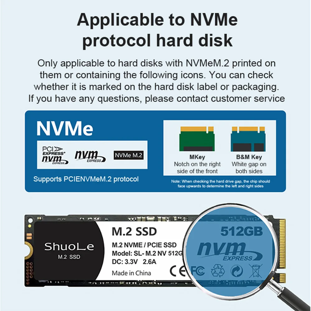 M.2 NVME SATA Dual Protocol Digital Display Monitoring Dtorage Box USB 3.2 10Gbps Transfer M2 SSD External Hard Drive Enclosure