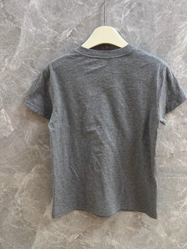 ay Rose Print Letter Kasual ort Sve T-irt Wanita Faion Ele Sle Commute Sle round Ne ort Length