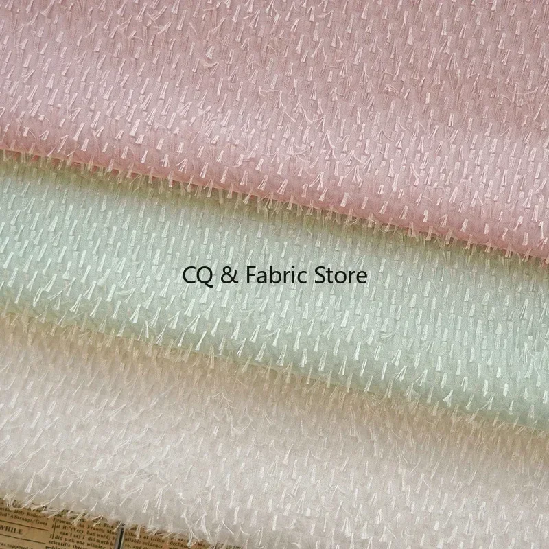 

Regular Tassel Cut Chiffon Fabric for Spring/summer Breathable Women's Clothing Dresses Short Hair Jacquard Fabric By The Meter