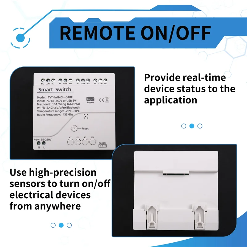 B04B-Tuya Wifi Smart Switch Temperature Sensor Monitor AC 85-250V Wireless Smart Switch For Alexa Google Home
