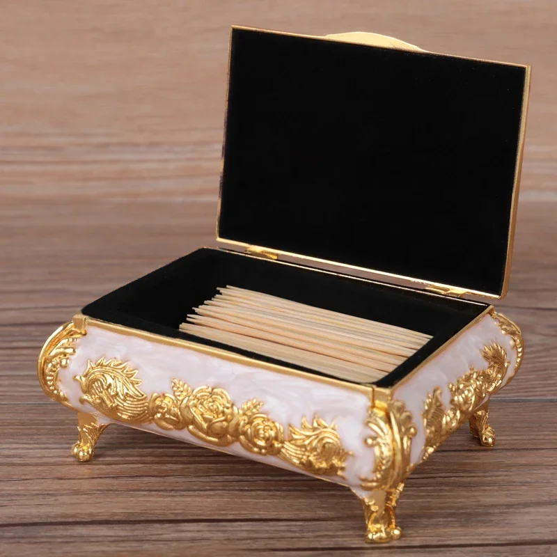 European Toothpick Box Home Living Room Toothpick Storage Restaurant Hotel Decoration Box KTV Bar Vintage Court