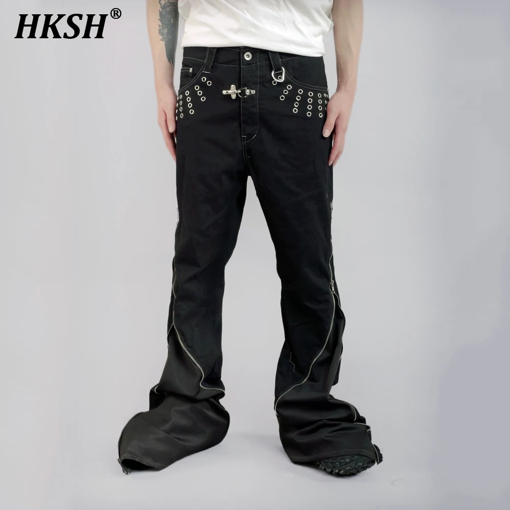 

HKSH Waste Land RO Eye Zipper Silhouette Original Designer Wide Mouth Casual Pants Men's Tide Dark Punk Fashion Trousers HK1891