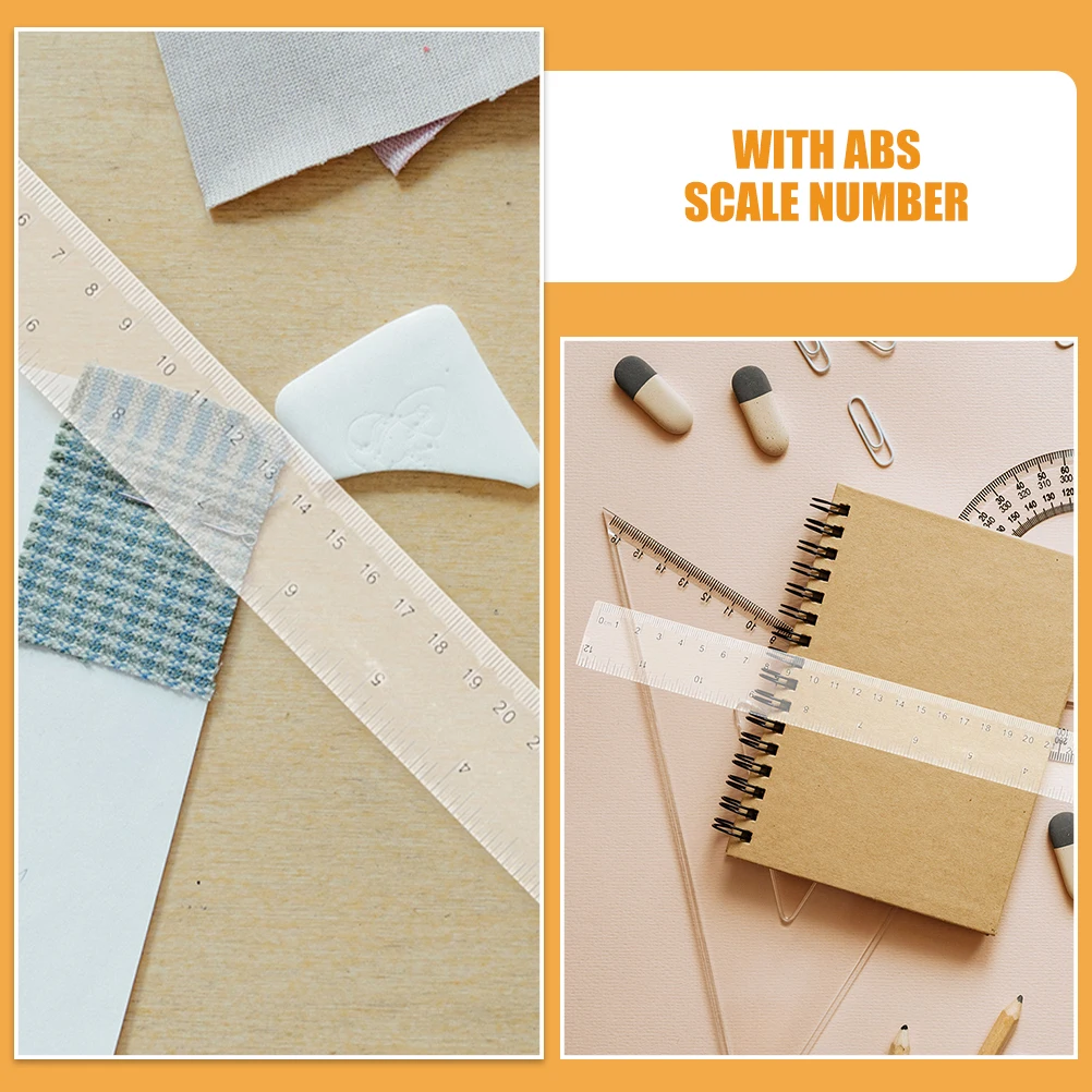 5pcs 30cm Transparent Plastic Ruler Straight Measuring Tool Students Classroom Inches Centimeters Multi Functional Sturdy