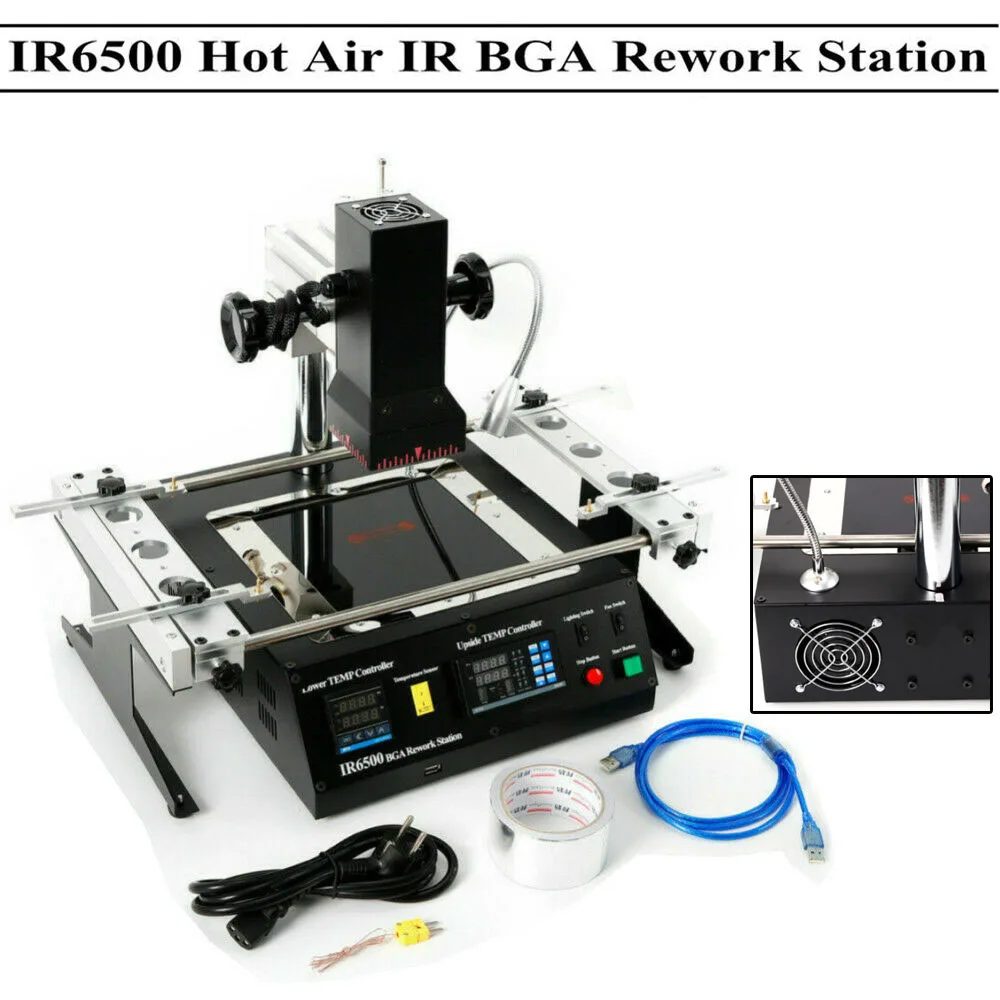 

Hot Air Soldering Station Bga Soldering Machine Infrared Soldering Rework Station Workstation IR6500 1250W Welding Table for Laptop Motherboards, Desktop Computer Motherboards, Server Motherboards
