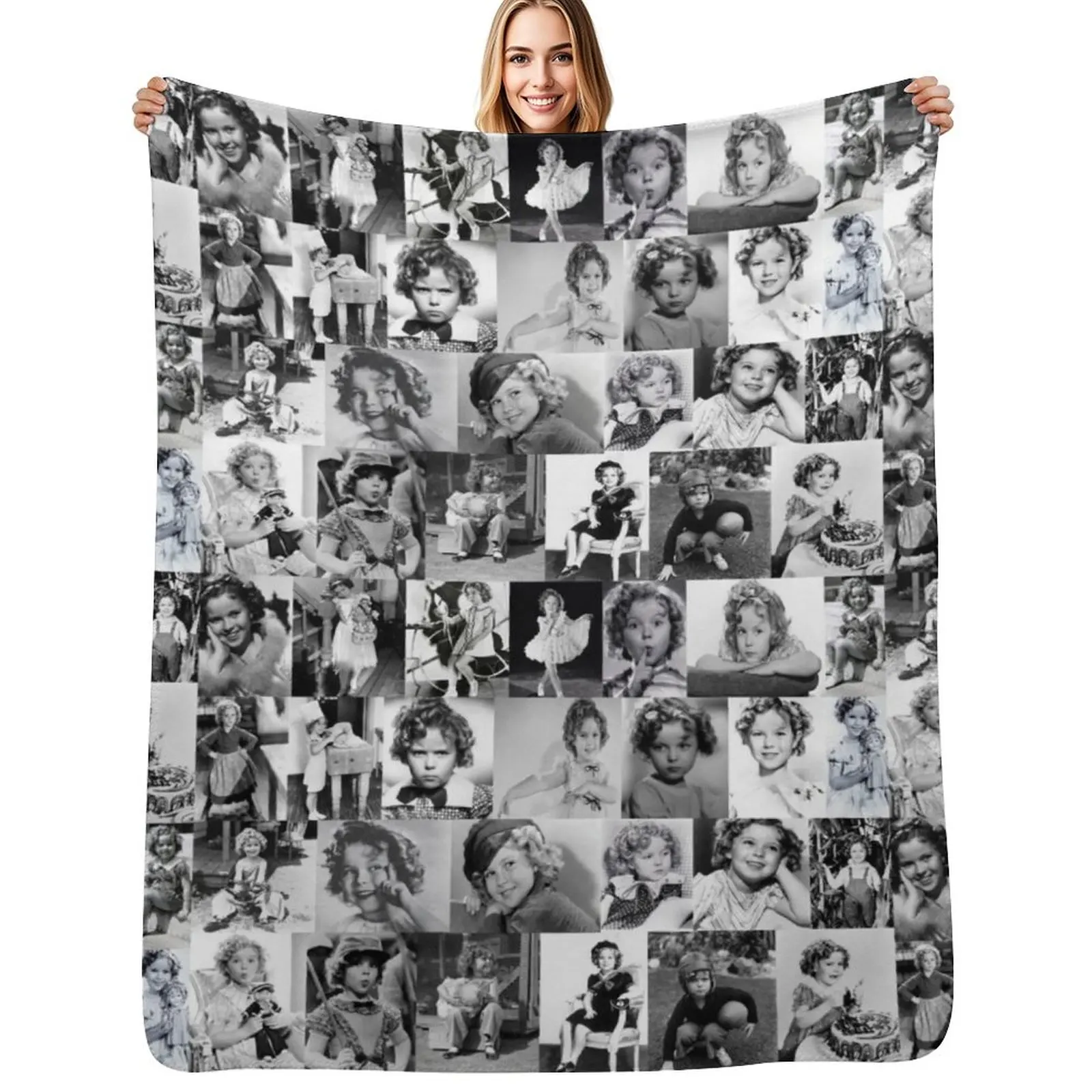 Shirley Temple Collage Throw Blanket Cute Plaid funny gift blankets and throws Travel cosplay anime Decoratives Blankets