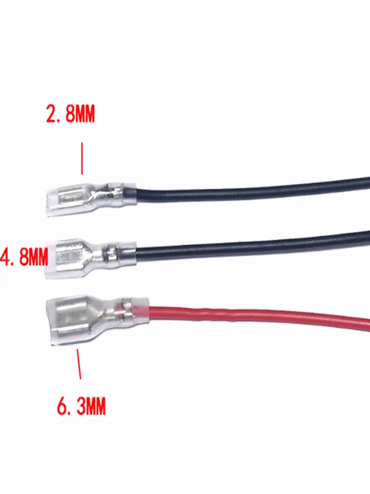 10pcs 2.8/4.8/6.3mm Crimp Terminal Splice Female Spade Connector Splice With Red Black Wire 20cm