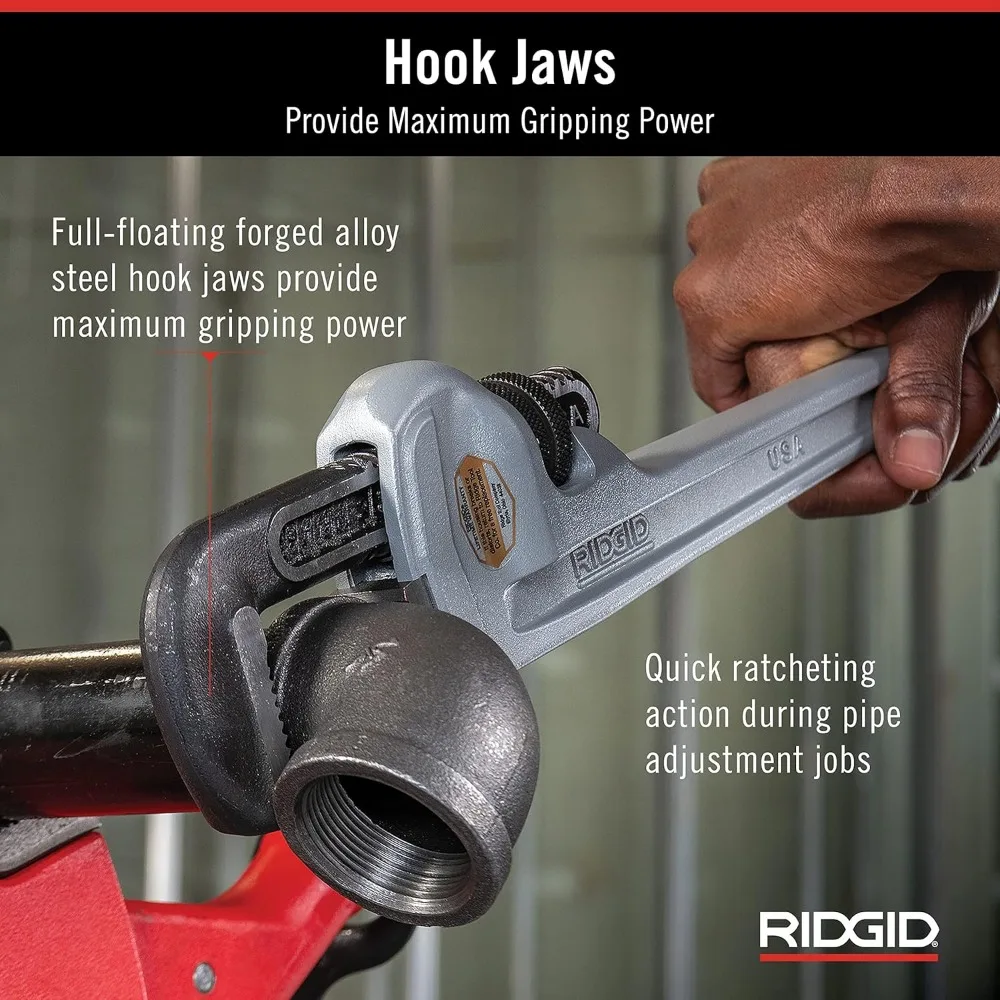 Ridgid 31100 موديل 818 مفتاح ربط أنبوب مستقيم من الألومنيوم مقاس 18 بوصة للسباكة