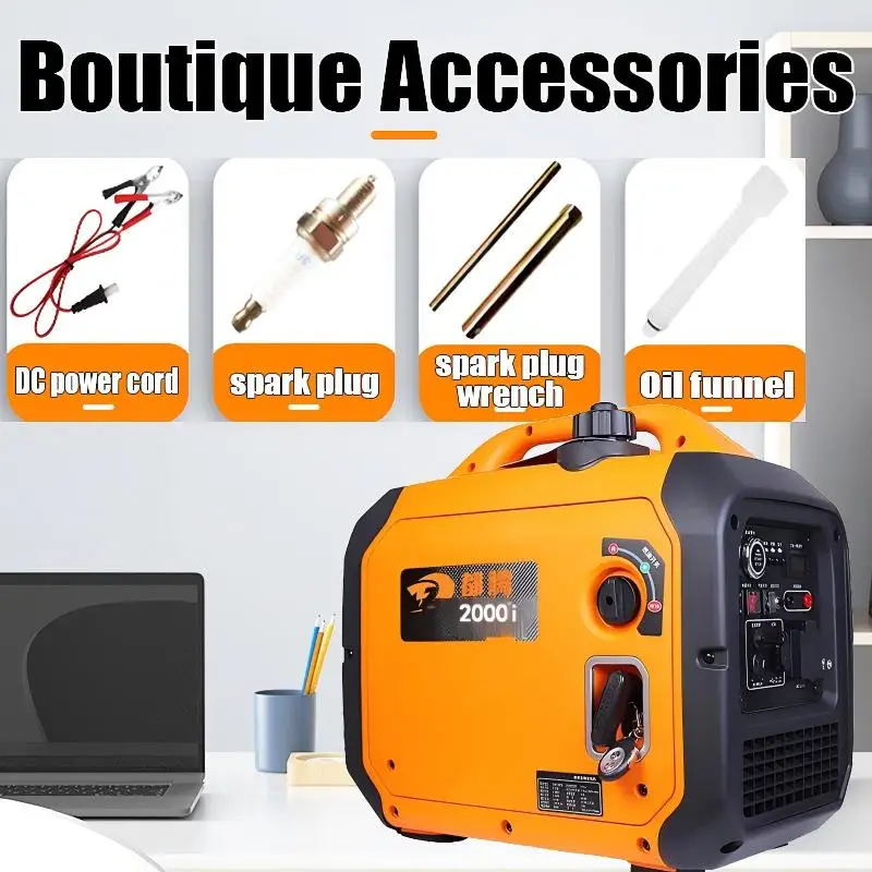 2000W Hand-pull start Inverter Generator GAS Portable Generator Silent Camp Portable Power Generator