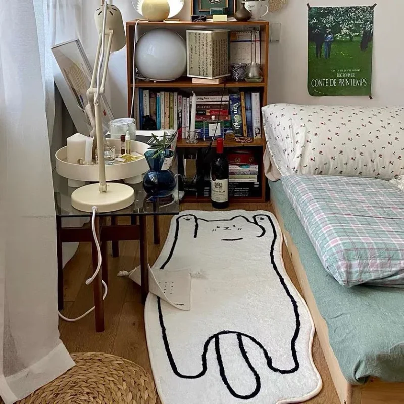 Nordic Minimalist Cartoon Cat Under The Bed Carpet Mat Children Room Carpet Bedroom Bedside Blanket Ins Wind Living Room Carpet