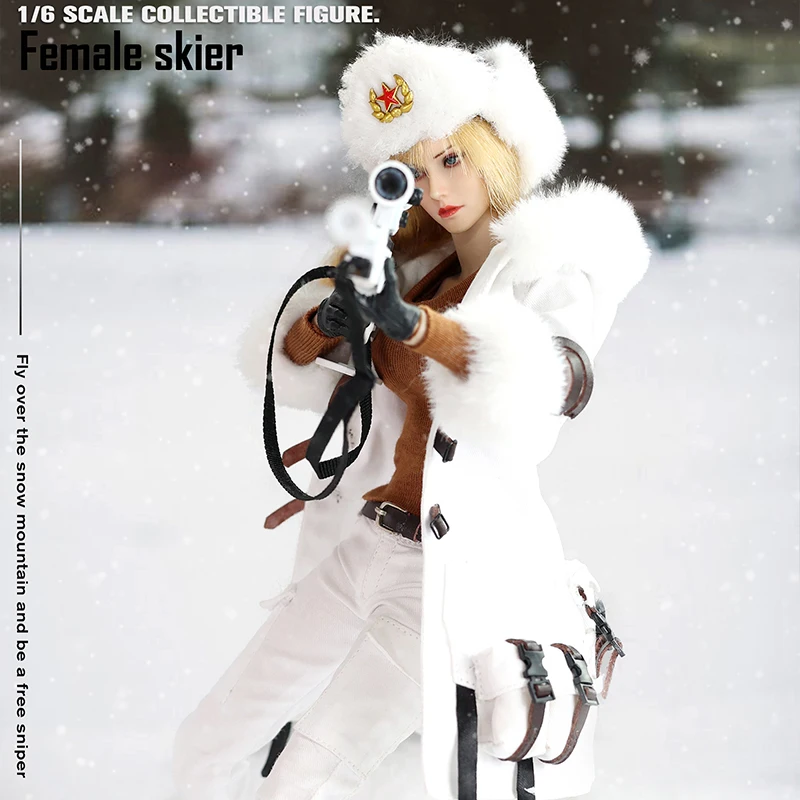 BBK BBK018 1/6 Snow Sniper Action Figure Model 12'' Female Soldier Action Figure Body Doll Full Set Collectible Toy