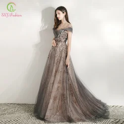 Customized  Banquet Elegant Evening Dress Scoop Sequins Appliques Floor-length Long Prom Formal Gown Vestidos De Noche