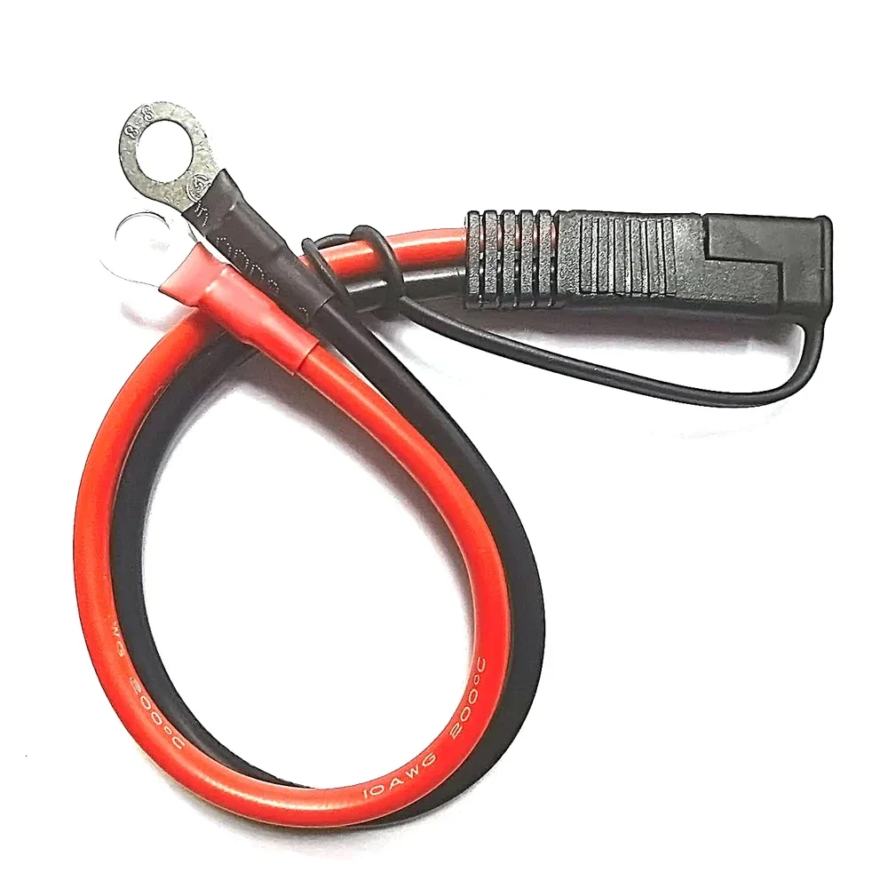 Battery Charging Cable SAE to O Ring Terminal Connectors Harness 10AWG 30cm Quick Disconnect SAE Cable for Motorcycles, Cars