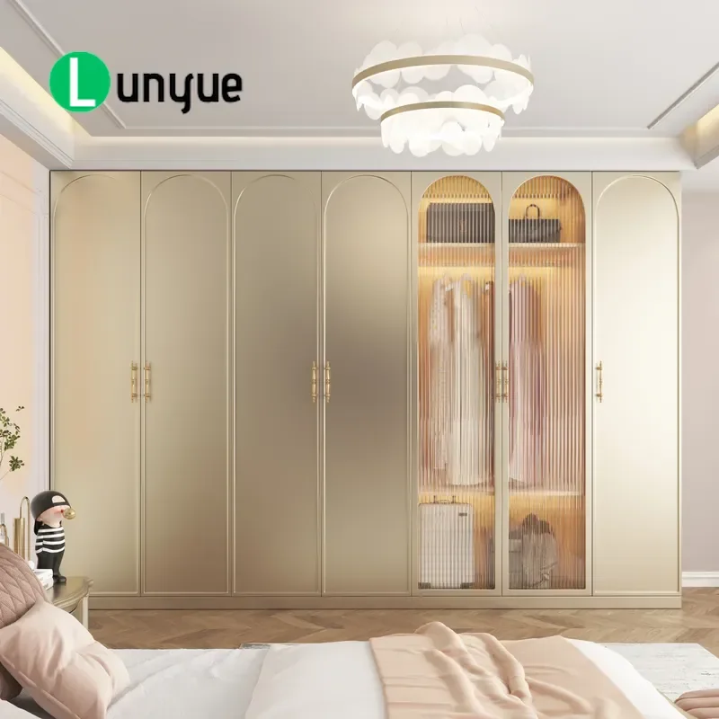 Solid Wood Wardrobe Modern Light Luxury French Cream Style Large Custom Bedroom Closet Storage Cabinet Household Furniture