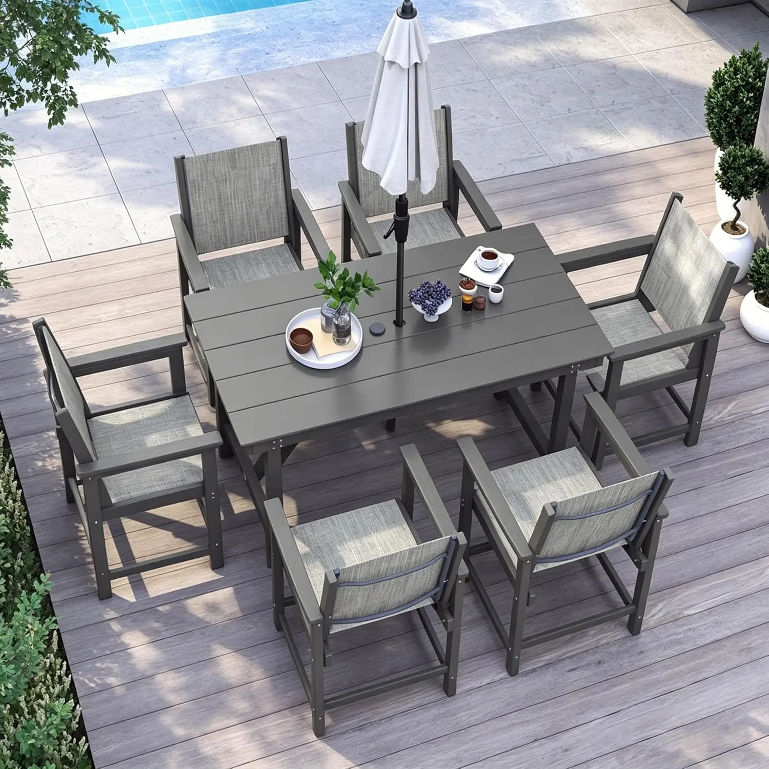 home depot patio table cover with umbrella hole Oval And Chair Patio Set Cover 110 65 38H Taupe  Formosa Covers stabilized coating and a water Umbrella Hole - Patio Furniture