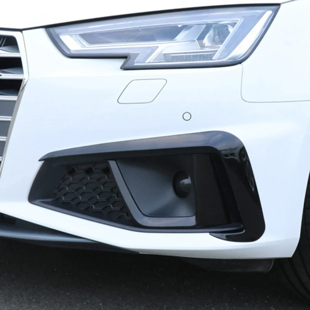 For Audi A4 B9 2017 2019 Car Styling Front Bumper Spoiler Air Knife Fog Light Cover Sticker ABS Automobiles Exterior Accessories