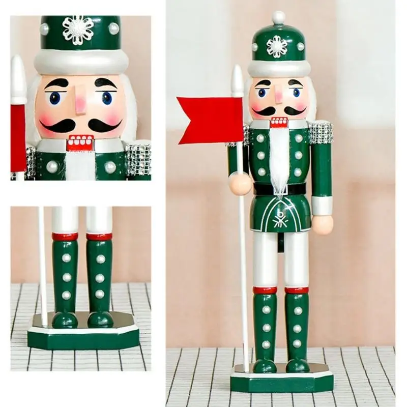 

Pearls Embellished Nutcrackers Soldier Christmas Decors Handcrafted Wooden Figure For Holiday Tabletop Shelf Display D2RD