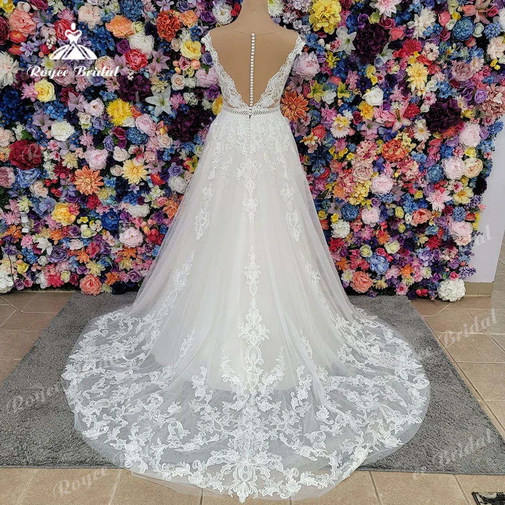 Roycebridal pizzo Boho abiti da sposa al largo della spalla 2024 eleganti abiti da sposa da spiaggia Appliques di pizzo floreale abito da sposa