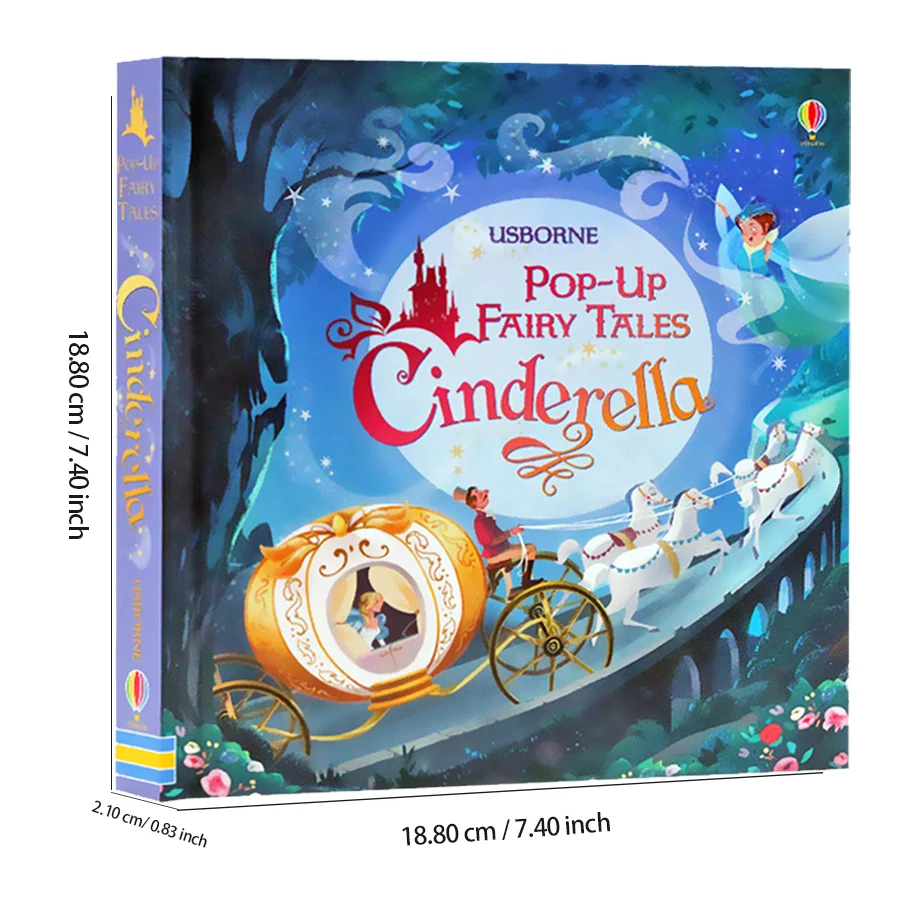 Pop-Up Fairy tales Cinderella English 3D Flap English Picture Book, Early Education Storybook,Bedtime Reading Learning Materials