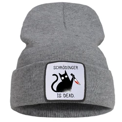 Schrodinger Is Dead Black Cat Beanie Cap Casual Fashion Hat Unisex Harajuku Outdoor Warm Knitted Hat Solid Color Bonnet Caps