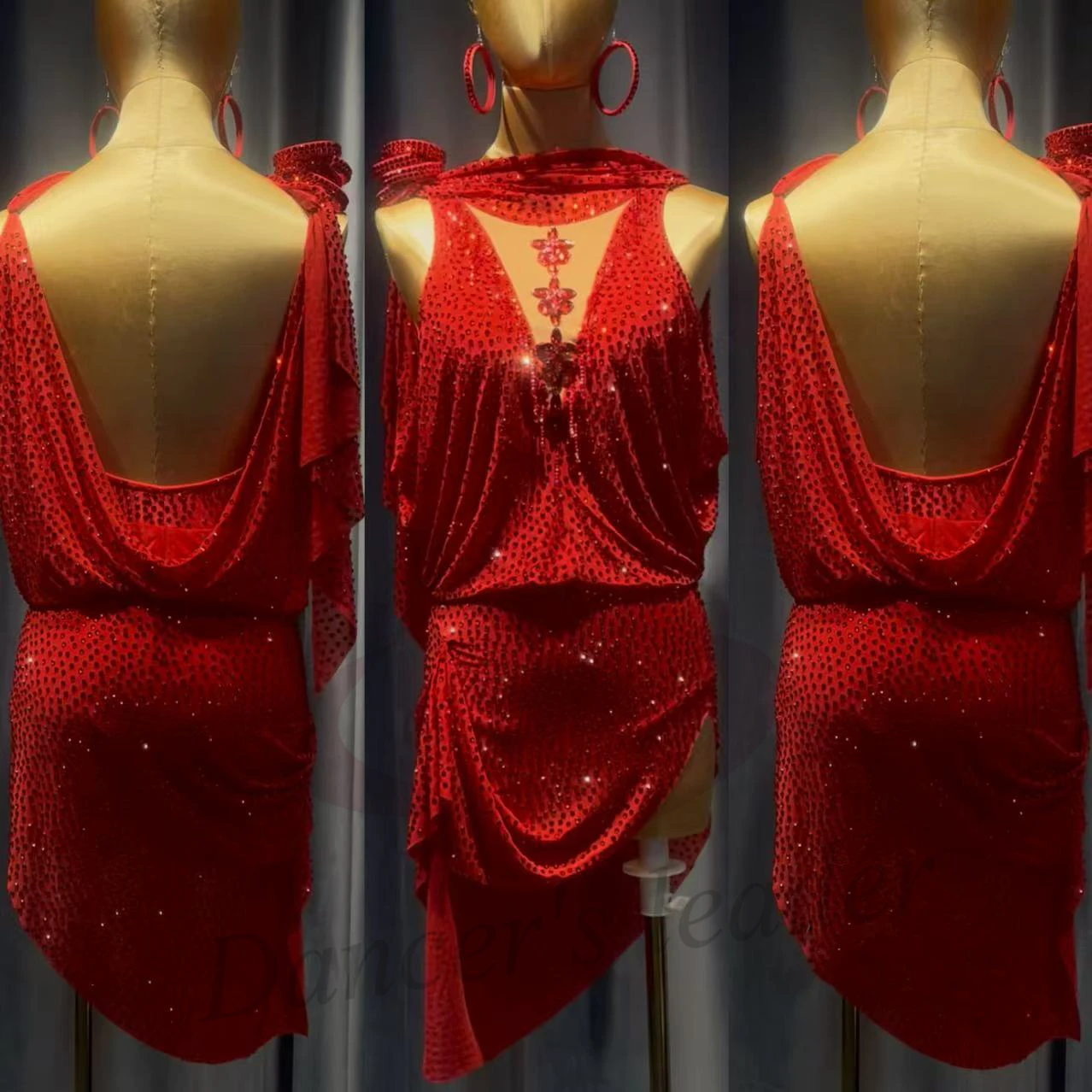 

Костюм для латинских танцев AB Stone для женщин, взрослых и детей, элитное красное польское платье для девочек, черное платье для самбы в бассейне