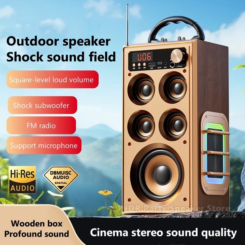 High-power Wireless Portable Bluetooth Speakers Loud Stereo Speaker FM Radio Overweight Subwoofer for Outdoor, Party and Camping