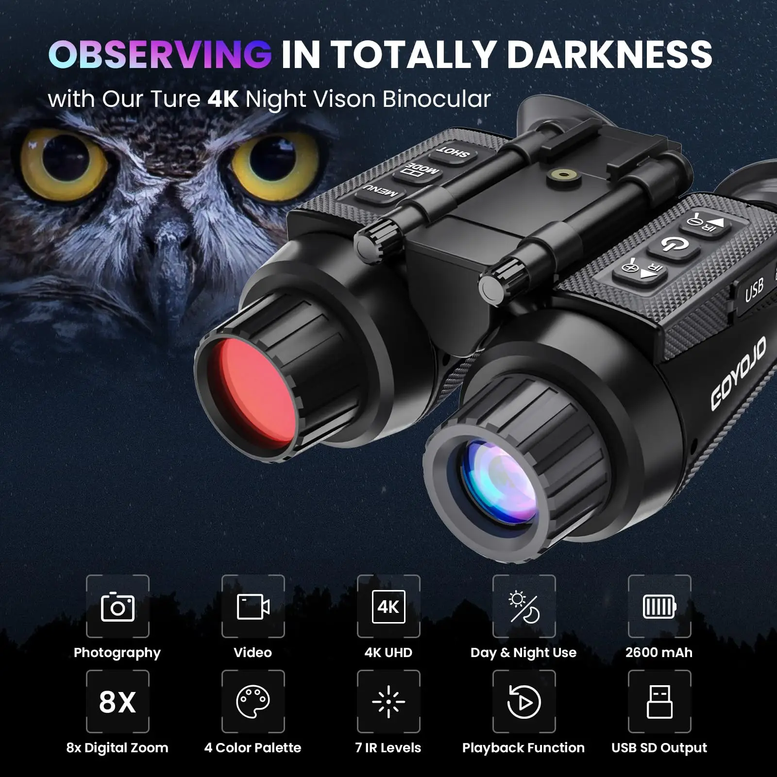 NV8300 3D Night Vision Goggles Binocular Binoculars Telescope Hunting Googles for Helmet 4K HD Night Vision Device