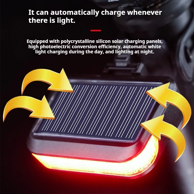 Solar COB High Bright Bicycle Tail Light, Waterproof Mountain Road Bike Safety Warning Light