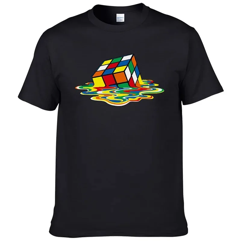 Summer Cotton T-Shirt Rubik's Cube Printing T-Shirt Funny Hipster Graphic Tee Shirt Top Unisex Man Short Sleeve Cool Tees #304